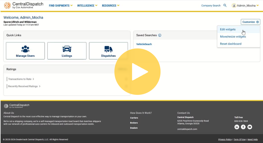 Customize your Dashboard