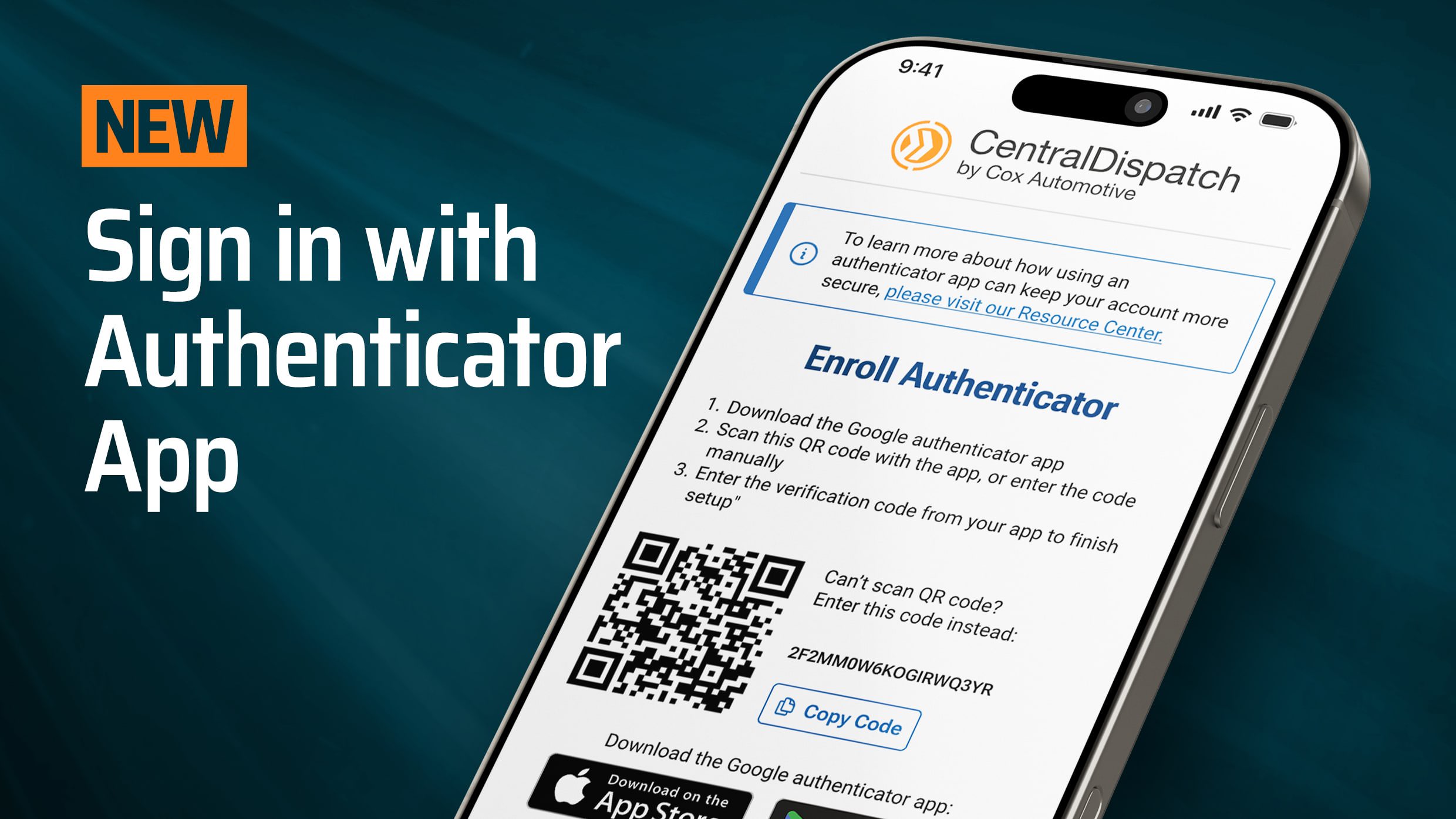 NEW: Sign in to Central Dispatch with the authenticator app!