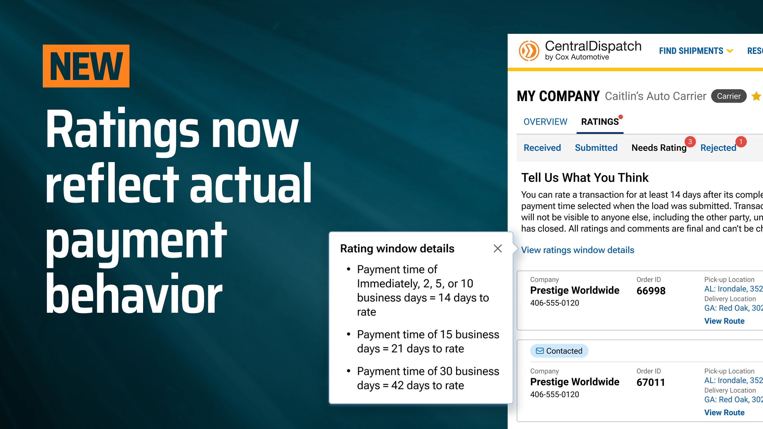 NEW: Ratings now reflect actual payment behavior 