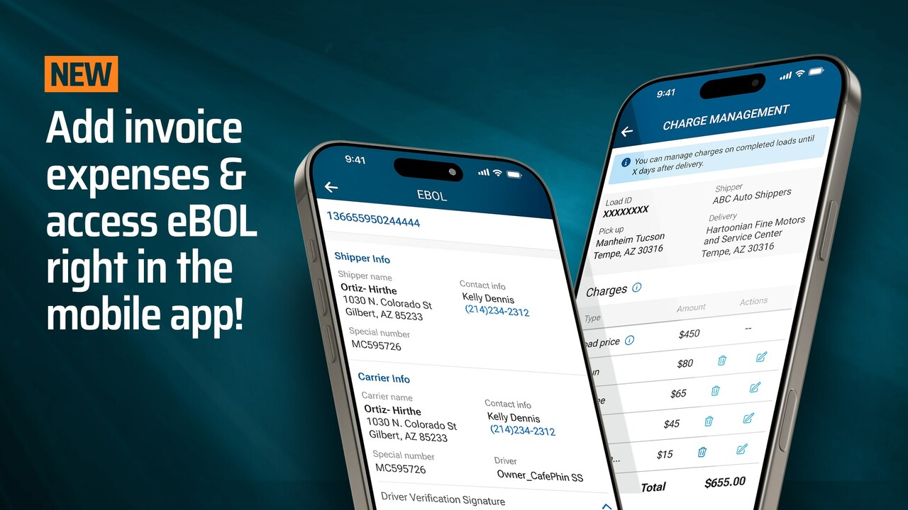 Carriers can now add expenses and view eBOL from the mobile app! 